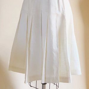 Vintage ivory linen pleated skirt